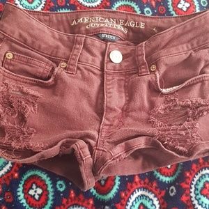 American Eagle maroon jean shorts size 2